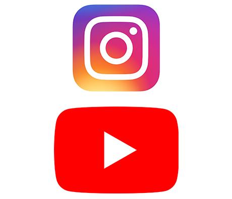 Símbolos Instagram e Youtube