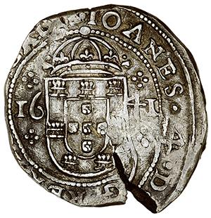 Tostão de D. João IV com carimbo 120