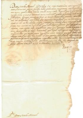 Carta missiva de D. João IV a D. Sancho Manuel de Vilhena sobre moeda falsa de Castela