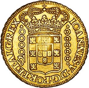 Dobrão com carimbo escudo coroado