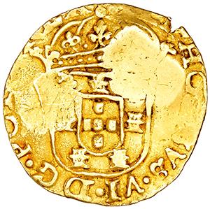 2 cruzados de D. Afonso VI com carimbos 2 e 2200 coroados